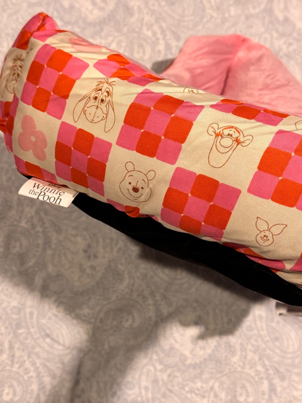 Disney Winnie the Pooh Pink Plush Small Pet Bed with Patterned Trim